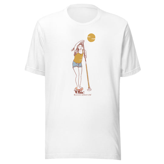 Kahuna Creations woman land paddler logo white tshirt