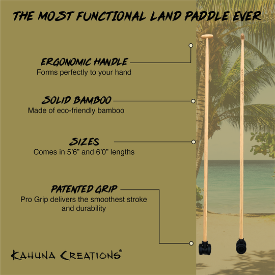Kahuna Creations Big Stick Bamboo with Pro Grip infographic.