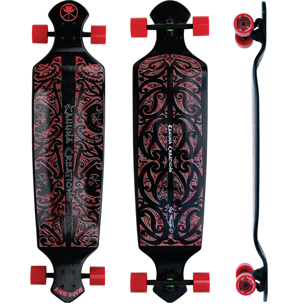 Kahuna Creations Blackwave drop deck longboard black red