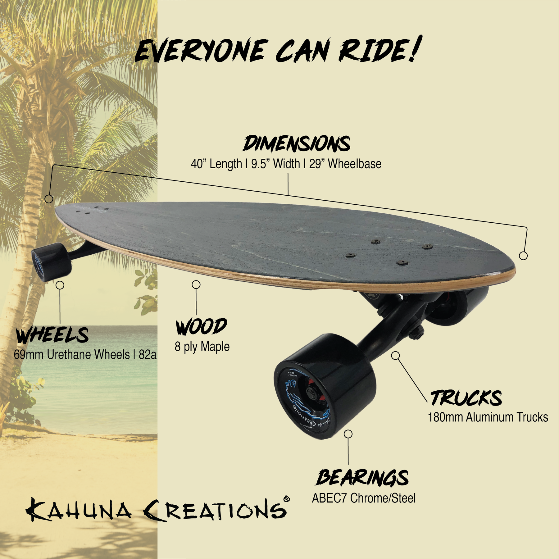 Kahuna Creations Hele Black 40 Longboard Skateboard
