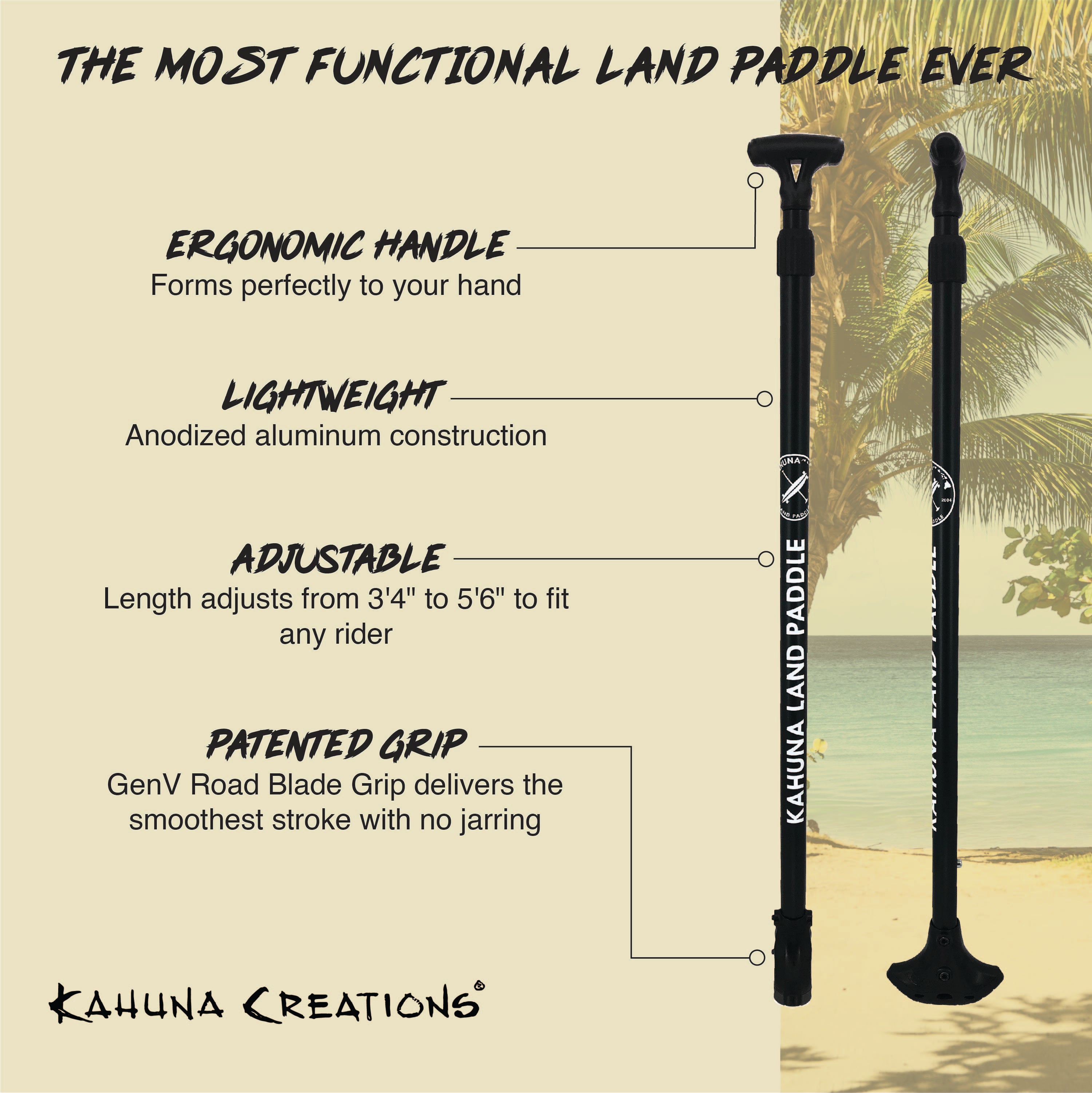 カフナ ビッグ スティック Kahuna Big Stick SUP パドル Adjustable Kahuna Big Stick LP w/ GenV Blade Longboard Land Paddle