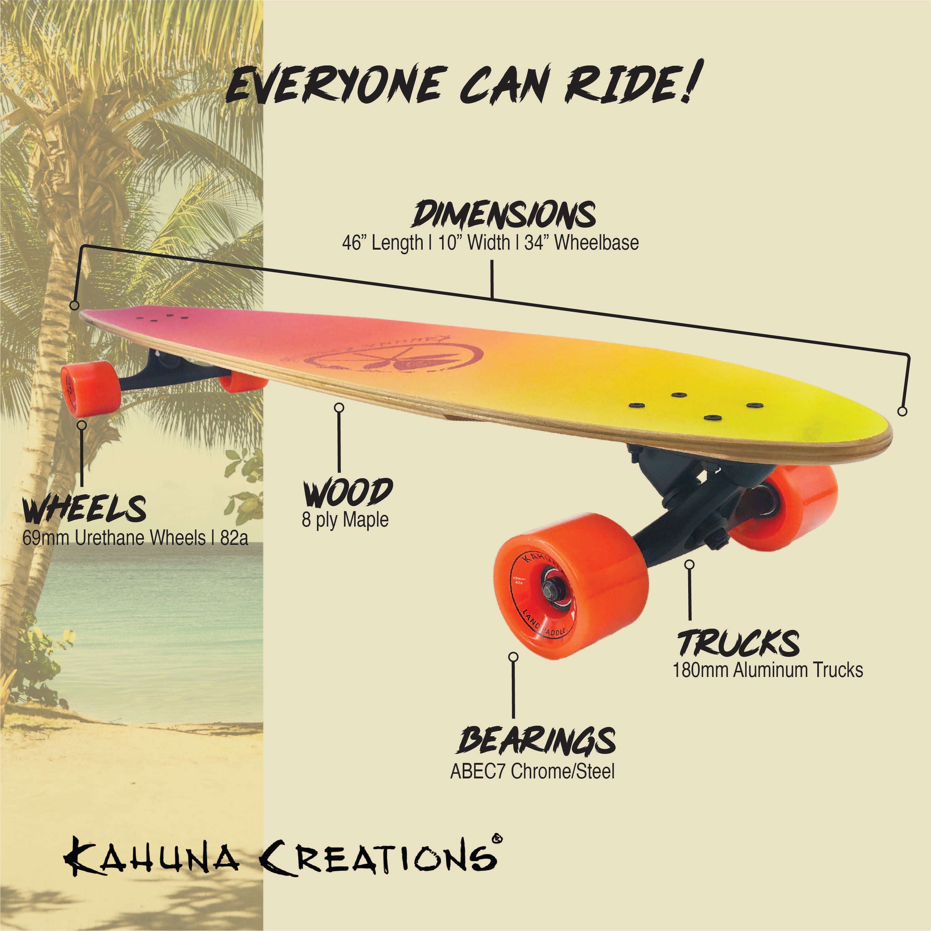 Kahuna Creations Longboard Skateboard Drop Decks Cruisers
