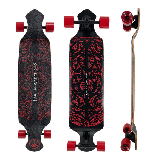 Kahuna Creations BlackWave drop deck longboard black red