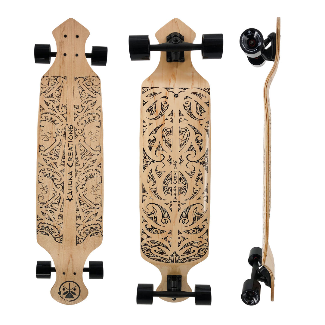 Kahuna Creations Blackwave drop deck longboard.