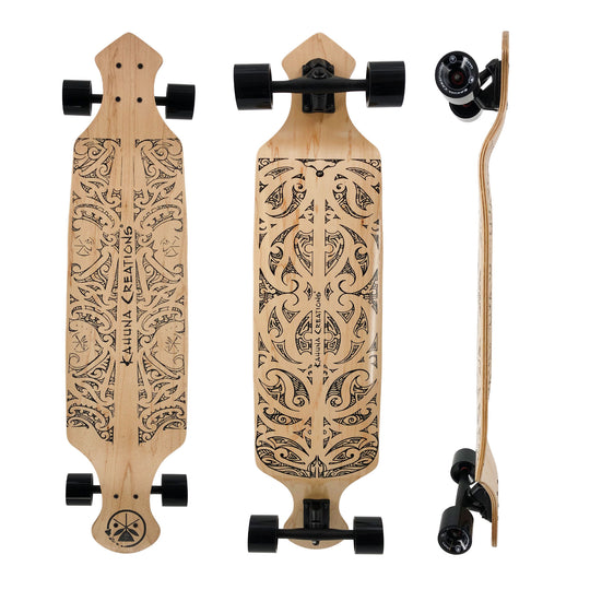 Kahuna Creations Blackwave drop deck longboard.